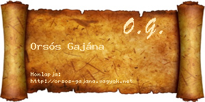 Orsós Gajána névjegykártya